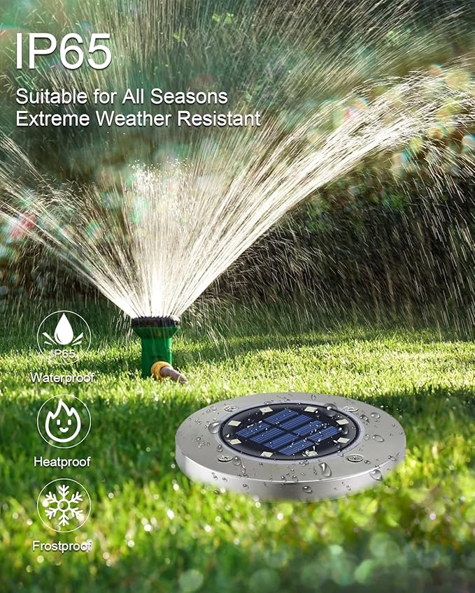 UFOND 12 Pack Solar Ground Lights，Outdoor Waterproof LED Gardenlight, Disklights for Lawn Pathway Yard Walkway Driveway Patio Deck, Solar Lights (Cold White)