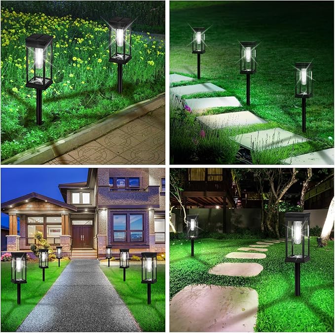 BesLowe Upgraded Solar Pathway Lights Outdoor, 8-Pack Large LED Solar Light Outdoor Waterproof, Super Bright Outside Lights for Yard, Sun-Powered Landscape Lighting for Garden Walkway, Cool White