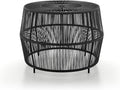Furniture of America Ysar Boho Rattan Round Coffee Table Outdoor with Metal Frame, All-Weather and Rust Resistant, Handcrafted Coastal Furniture for Patio, Poolside, Garden, Yard, Black