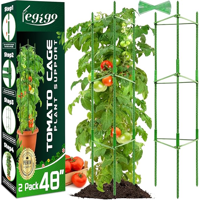 Legigo 2-Pack Tomato Cage for Garden Plant Support - Up to 48in Garden Stakes, Tomato Trellis for Potted Plants, Tomato Cages Plant Stakes for Climbing Vegetables & Flowers