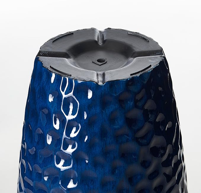 Glitzhome 31" H Oversized Tall Planter, Set of 2 Honeycomb Textured Gradient Cobalt Blue Round Garden Plant Pots with Drainage Holes, Large Flower Containers for Indoor Outdoor Front Door Patio