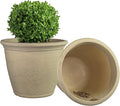 Sunnydaze 20-Inch Anjelica Large Plastic Pot for Plants - Outdoor Double-Walled Large Plastic Planter with Drillable Drainage Holes - Beige - 2pk