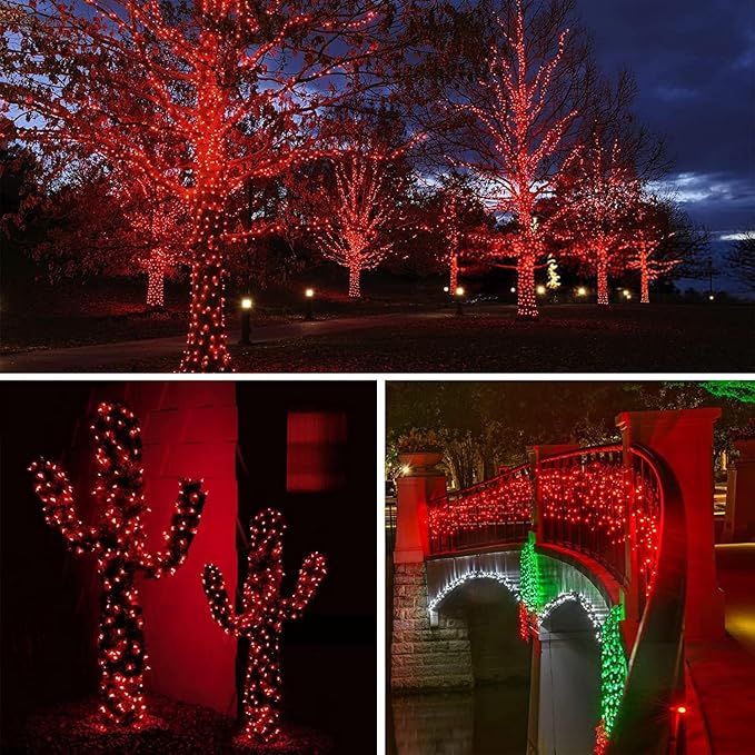 66Ft 200 LED Christmas Fairy Lights Plug in, Waterproof String Lights Outdoor & Indoor 8 Modes with Timer Bedroom Decor, Twinkle Lights for Bedroom Party Holiday Christmas Decorations (Red and Green)