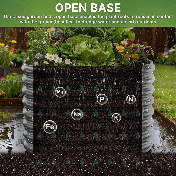 4 PCS Galvanized Raised Garden Bed Outdoor, Metal Garden Bed for Vegetables, Above Ground Garden Box for Flower, Steel Raised Beds for Gardening - 3FT