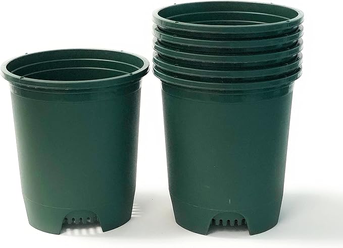 3 Gallon 6-Pack Plant Pots Nursery Pot Green Plastic Planters for Outdoor Indoor Plants Gardening Flower Pots with Drainage Holes