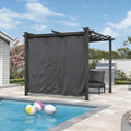 PURPLE LEAF Outdoor Retractable Pergola with Curtains 10' x 10' Patio Aluminum Pergola with Sun Shade Canopy for Backyard Deck Garden Modern Metal Pergola, Gray