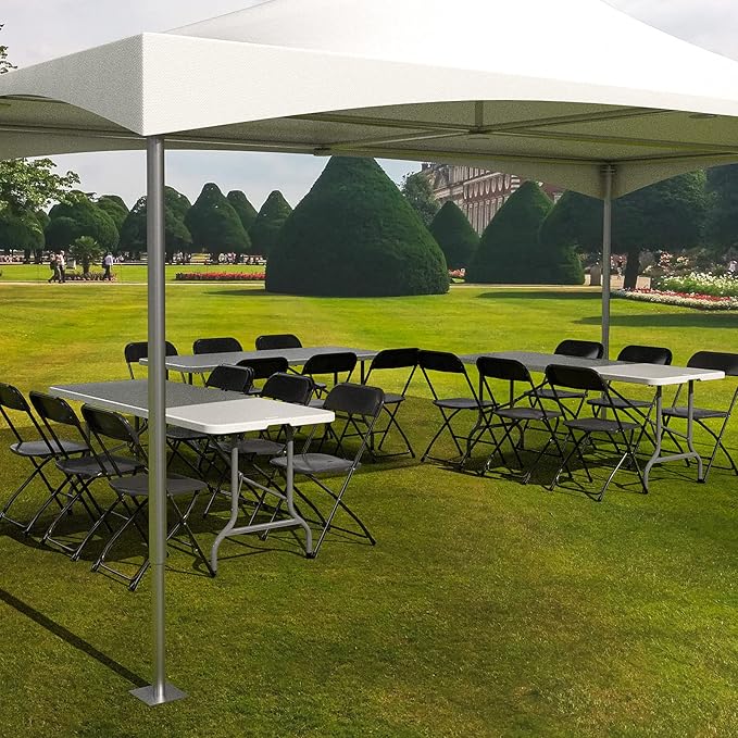 VINGLI 1 Pack Black Plastic Folding Chair, Indoor Outdoor Portable Stackable Commercial Seat with Steel Frame 350lb. Capacity for Events Office Wedding Party Picnic Kitchen Dining