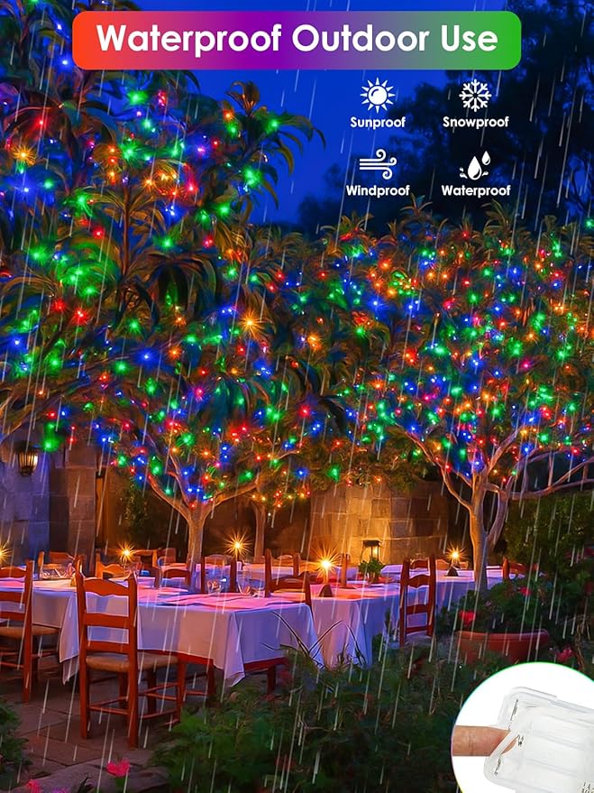 RGB Color Changing 33Ft 100LED St. Patrick's Day Fairy Lights Battery Operated, Waterproof String Lights USB Powered with Timer for Indoor & Outdoor, 18 Colors & Multicolor for Bedroom Christmas Decor