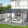 AECOJOY 12' x 14' Outdoor Hardtop Metal Gazebo for Patio, Large Lean to 14x12 Galvanized Steel Heavy Duty Wall Mounted Pergolas and Grill Gazebos Clearance, Patio Pergola Metal Roof Awnings for Decks
