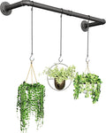 Plant Haning Rod, Hanging Planters for Indoor Plants with 3 Chains, Wall Plant Hanging Bar for Window Celling, 38.2 Inch, Metal Black, Pots Not Included