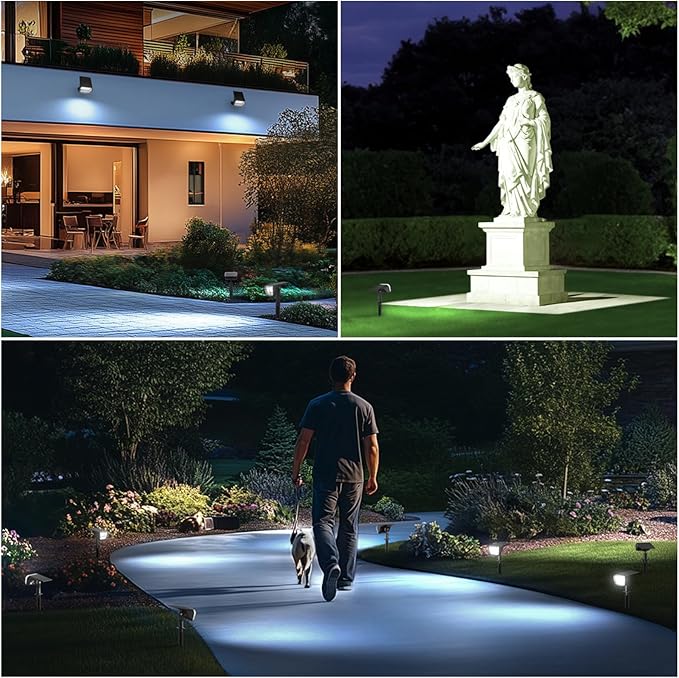 Linkind Solar Spot Lights Outdoor Waterproof IP67, 60 LED Solar Flood Lights 30% High Conversion Landscape Lighting for Garden Yard Pathway (4 Pack, Cool White)