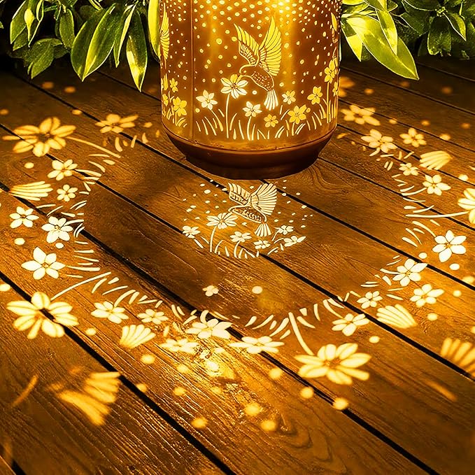 Solar Lanterns Garden Decor, Solar Light Outdoor Waterproof, Hummingbird Hanging Lantern Lights for Women Mom Grandma, Yard Decorations Lanterns for Yard, Patio, Backyard, Porch