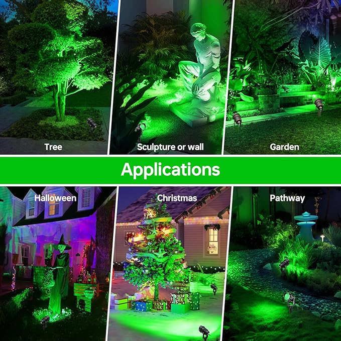 Christmas Spot Lights Outdoor Landscaping Spotlight,12W Green LED Landscape Lighting for Yard Garden St. Patrick's Day Flag Decoration,2Pack