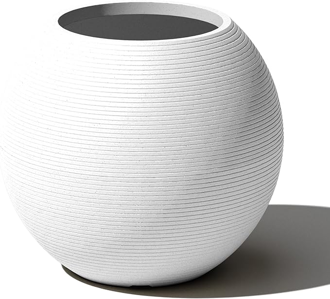 Veradek Strata Series Sphere Round Planter for Patio & Backyard | Durable Plastic-Stone Material | Modern Décor for Tall Trees and Plants