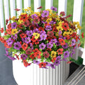 Artificial Flowers Faux Plants Outdoor Fake Flowers Spring Decor,12 Bundles Outdoor Flower Plastic Plant Colorful Daisy UV Resistant for Porch Patio Yard Garden Pot Planters