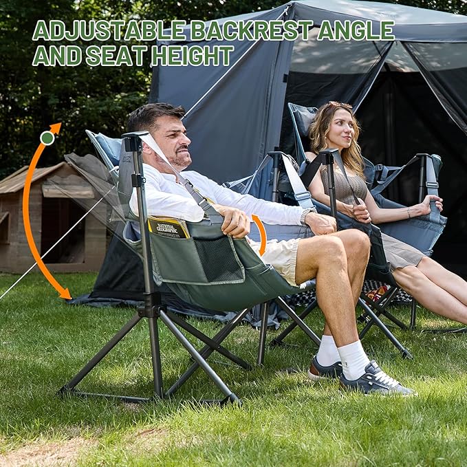 TIMBER RIDGE Hammock Camping Chair, Oversized Swinging Hammock Chair with Adjustable Back and Seat for Outdoor Lawn, Sports, Supports 400lbs, Grey