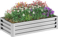 Outsunny Galvanized Raised Garden Bed, 4' x 2' x 1' Metal Planter Box, for Growing Vegetables, Flowers, Herbs, Succulents, Silver