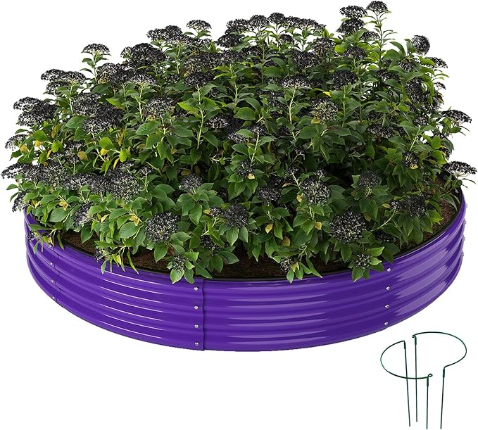 Galvanized Metal Planter Round Raised Garden Bed Kit for Gardening Outdoor，3x3x1ft Grow Garden Box Raised Flower Bed，Round Galvanized Planter Outdoor Large Metal Fire Pit Ring