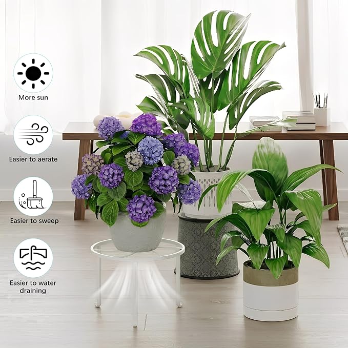 5 Pack Metal Plant Stand Indoor Outdoor Low Corner Plant Stand Heavy Duty Rustproof Iron Round Supports Rack for Planter Flower Pot Rack Display Shelf