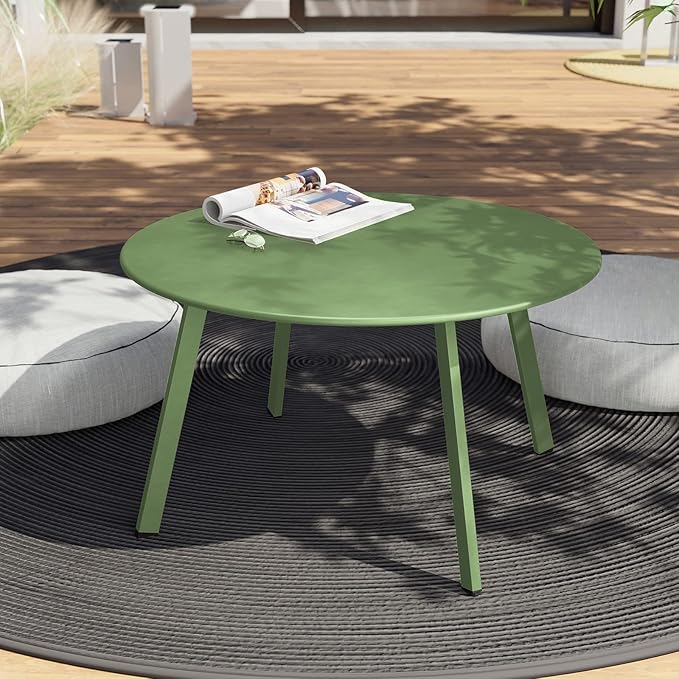 Grand patio Outdoor Round Coffee Table, 28-inch Patio Side Table, Great for Backyard Patio Deck, Sage Green