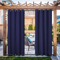 NICETOWN Canvas Outdoor Curtains for Patio Waterproof Extra Long 108" Length, 2 Panels Thermal Insulated Top and Bottom Grommet Privacy Vertical Drapes for Porch/Gazebo, 55" Wide, Dark Blue