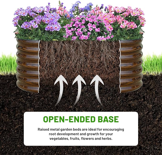 SnugNiture Galvanized Steel Raised Garden Bed Kit, 4x2x2 ft Large Metal Planter Box Outdoor for Gardening Vegetables, Flowers and Fruits