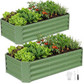 INNO STAGE 2 Pcs 4×2×1ft Galvanized Raised Garden Bed Kit, Galvanized Planter Raised Garden Boxes Outdoor, Large Metal Raised Garden Beds for Vegetables, Flowers, Herbs, and Succulents, OliverGreen