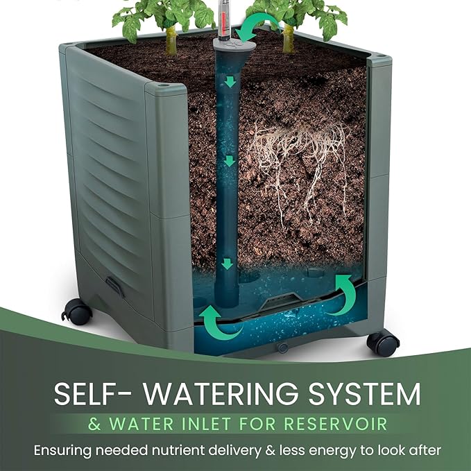 Tomato Planter Pot Tomato Box Raised Garden Bed 56.5" Tall Self-Watering and Water Indicator Planter for Tomato Outdoor Indoor Metal Trellis for Climbing Plants Large Reservoir-1 planter-not 2