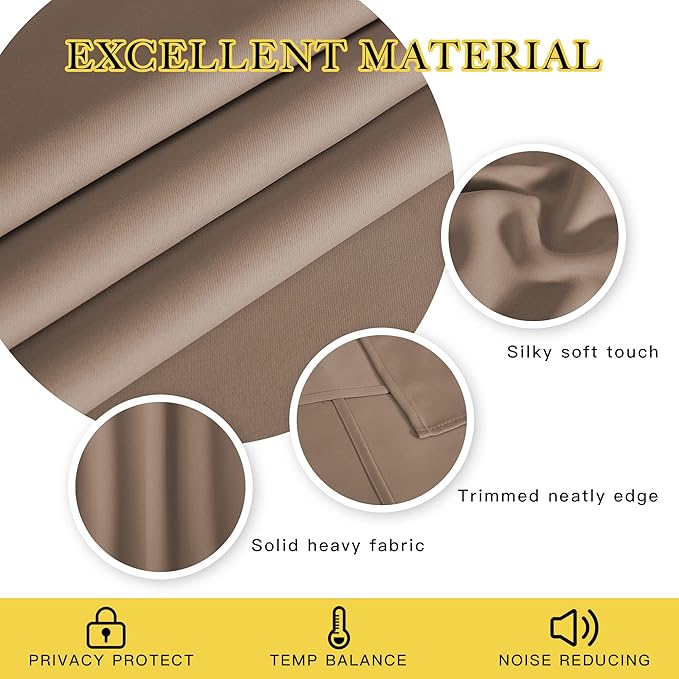 NICETOWN Blackout Curtains 63 inches Long for Living Room Bedroom, Grommet Thermal Insulated Room Divider Drape Window Treatment for Sliding Patio Door, W100 x L63, 1 Panel, Cappuccino