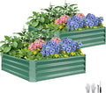 ZORMY 2 Pcs 4x4x1ft Galvanized Raised Garden Bed Outdoor, Metal Planter Boxes with Easy Assembly, Planter Raised Beds for Gardening, Flower, Plants, Vegetable, Herb - LotusGreen
