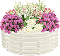 17" Tall Elevated Round Metal Rised Garden Bed- 4'x4' in Size and 0.8MM Thick Durable Planter Box for Vegetables Flowers Succulent at Patio/Garden Outdoor (White, 4FT Diameter)