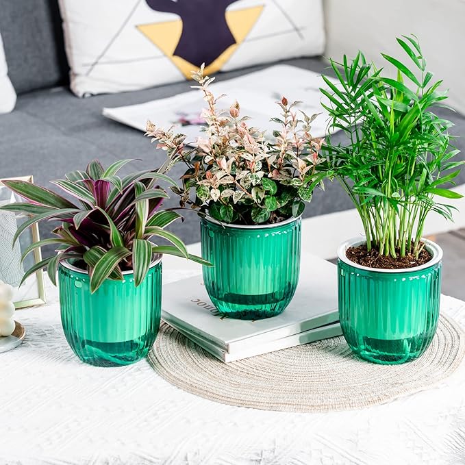 Josteve 4.5 Inch 2 Pcs Self Watering Hanging Planter Indoor Plant Pots Drainage Holes, Outdoor Small Hanging Planters Flower Pot Basket, Visible Water Level, Plant Hanger Home Decor, Gardening