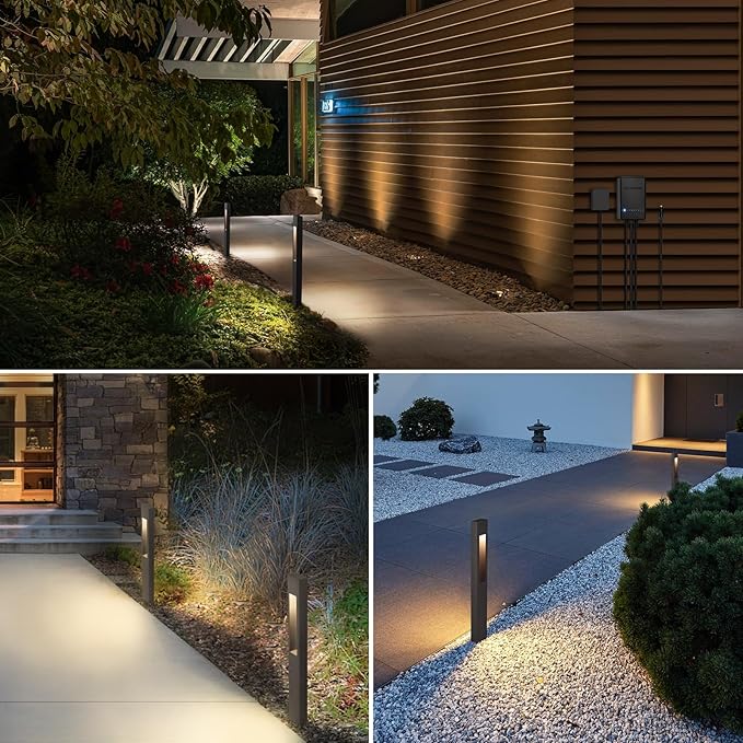 SUNVIE All-In-One LED Low Voltage Landscape Lighting Kit 12 Pack Low Voltage Pathway Lights with 60W Transformer ETL Listed 100FT Wire for Path Garden, Waterproof Pathway Lights Wired, 3000K, Aluminum