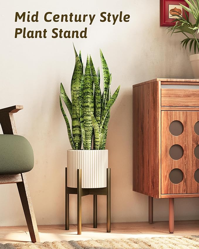 Adjustable Plant Stand Indoor, Bamboo Plant Stand Fits 8 9 10 11 12 Inches, Small Corner Planter Holder for Indoor Plants, Single Floor Plant Stands for Living Room Balcony, Tea Brown Tall
