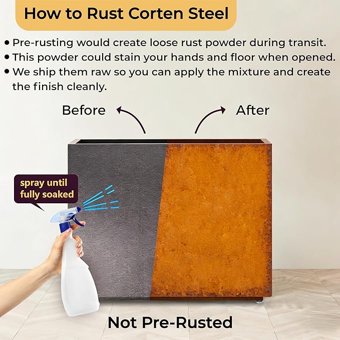 Tall & Long Corten Steel Style Planter with Middle Shelf, 36W x 11D x 30H Large Rectangular Outdoor Planter Box, Paint-free Metal Garden Planter for Patio, Yard, Balcony | Easy 5-Min Assembly, Rust