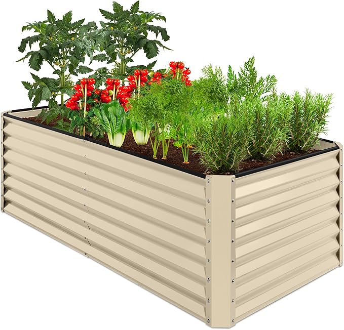 Best Choice Products 6x3x2ft Outdoor Metal Raised Garden Bed, Deep Root Box Planter for Vegetables, Flowers, Herbs, 269 Gallon Capacity, 100% Non Toxic Materials - Beige