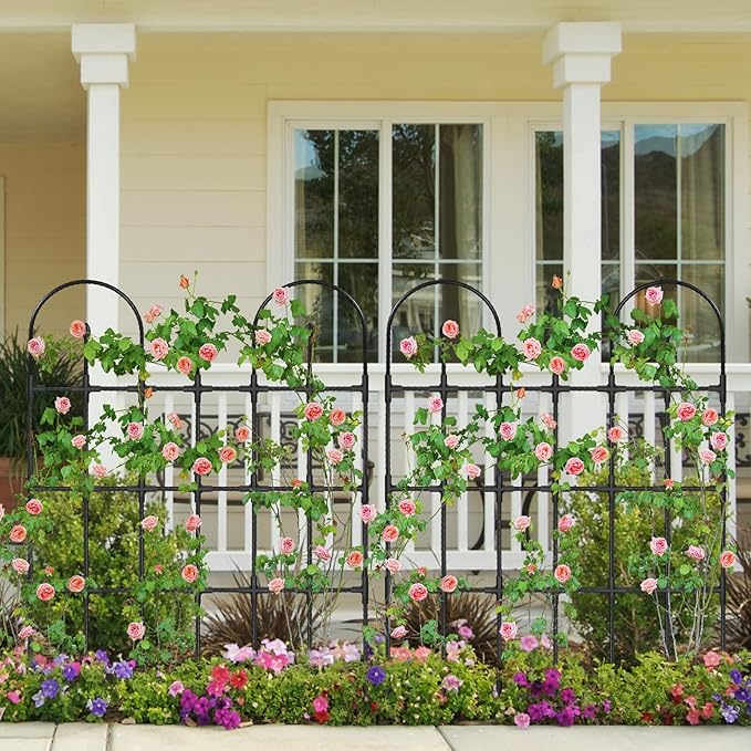 Trellis for Climbing Plants Outdoor,47.2" H Garden Trellis,Rustproof Garden Arch Trellis Cucumber Tomato Support Structure for Raised Bed