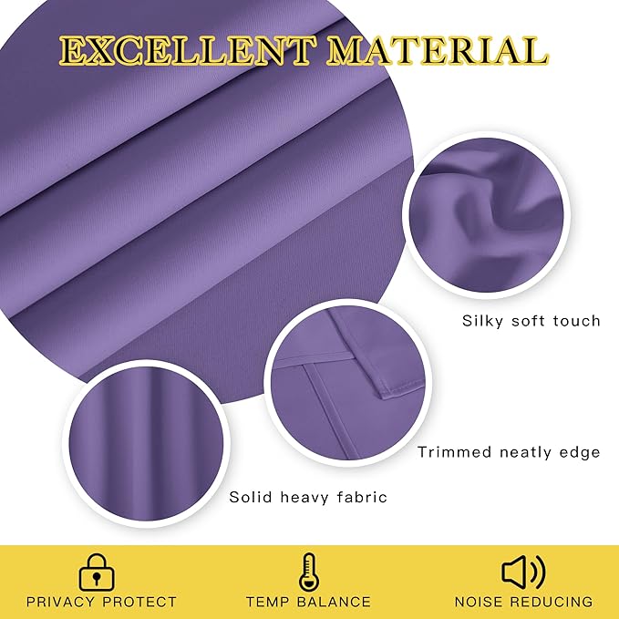 NICETOWN Blackout Lilac Purple Curtain 84 inches Long, Energy Saving Thermal Drape Grommet Sound Reducing Light Blocking Window Treatment for Baby Nursery Bedroom, 1 Panel, W100 x L84