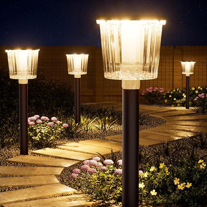 Super Bright Solar Pathway Lights Outdoor Powered,Adjustable Warm&Cool White,Waterproof IP65 Garden Decor Landscape Lighting Outside for Yard/Patio/Walkway/Driveway/Landscape (Cocoa Brown, 3 Pack)