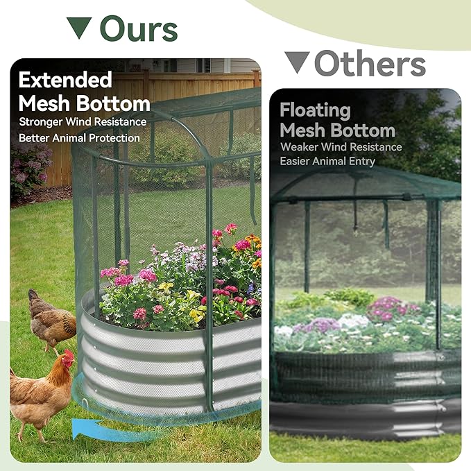Raised Garden Bed with Sprinkler Timer and Self-Watering System, 4x2x1 ft Elevated Planter Boxes Outdoor with Mesh Cover, Galvanized Raised Beds for,Vegetables,Flowers, Backyard, Patio