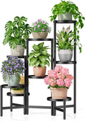8 Tiered Plant Stand Indoor for Multiple Large Planter, Tall Heavy Duty Adjustable Folding Rack with Rustproof 7.9 Inch Wide Tray, Plant Shelf for Corner Living Room - BlackDisk