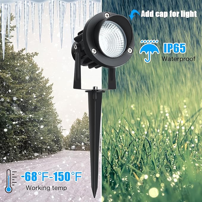 20W Dusk to Dawn led Light Spotlights Outdoor, Low Voltage Warm White Outdoor Spot Lights with Transformer Uplights Waterproof IP65 for Tree Yard Patio Gate Flags Garden 4 Pack