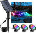 Solar Pond Lights, 18 LED Super Bright RGB LED Underwater Spotlights Color Changing Submersible Pond Light IP68 Waterproof Fountain Lights for Fish Aquarium Tank Garden Yard Pool (3-in-1)