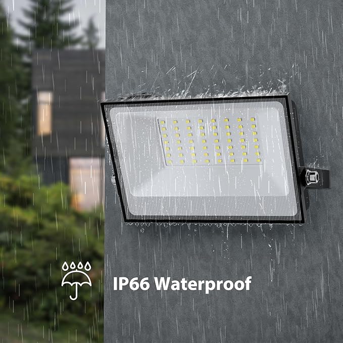 Onforu 40W Flood Lights Outdoor,4000lm Bright LED Work Light with Plug, 6500K Daylight White LED Flood Lighting, IP66 Waterproof Security Yard Lights for Garage Stadium 2 Pack