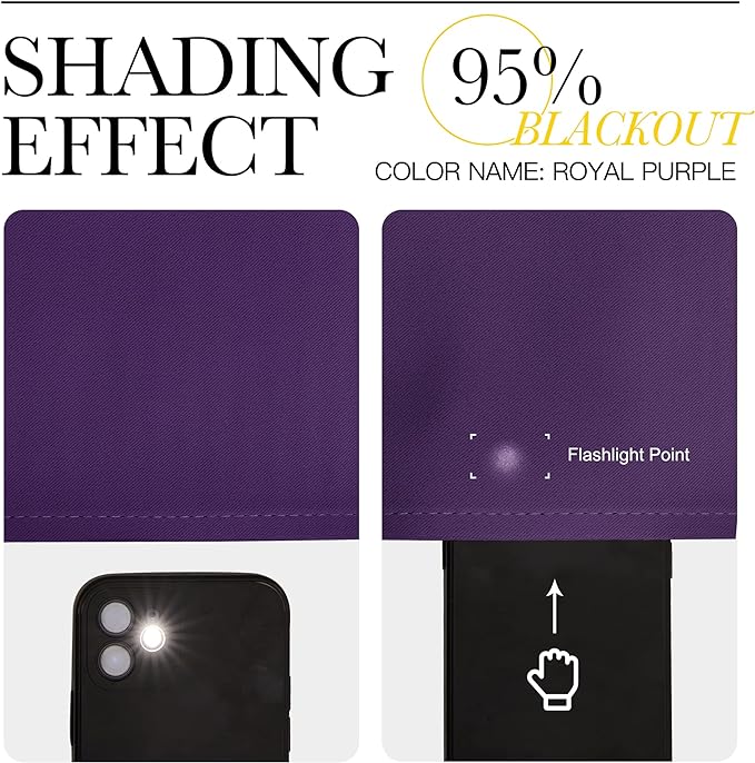 NICETOWN Blackout Window Curtain Short - (Deep Purple Color) Home Fashion Thermal Insulated Room Darkening Drapery for Bedroom, 52W x 84L, Sold Individually