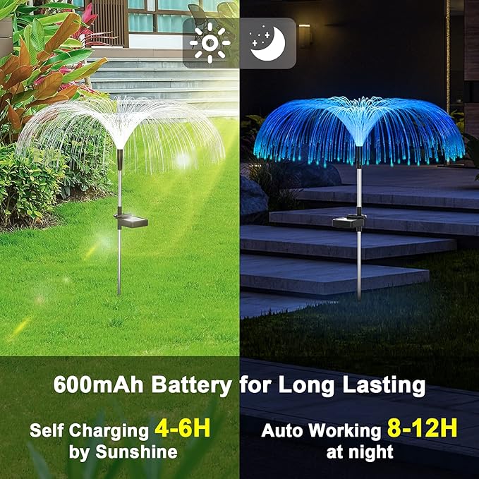 Vosaro Solar Flower Lights Outdoor Garden Decorations Waterproof, Solar Yard Lights Decorative, 7 Color Changing Stake Light for Pathway Patio Lawn Party Wedding Decor, 3 PCS