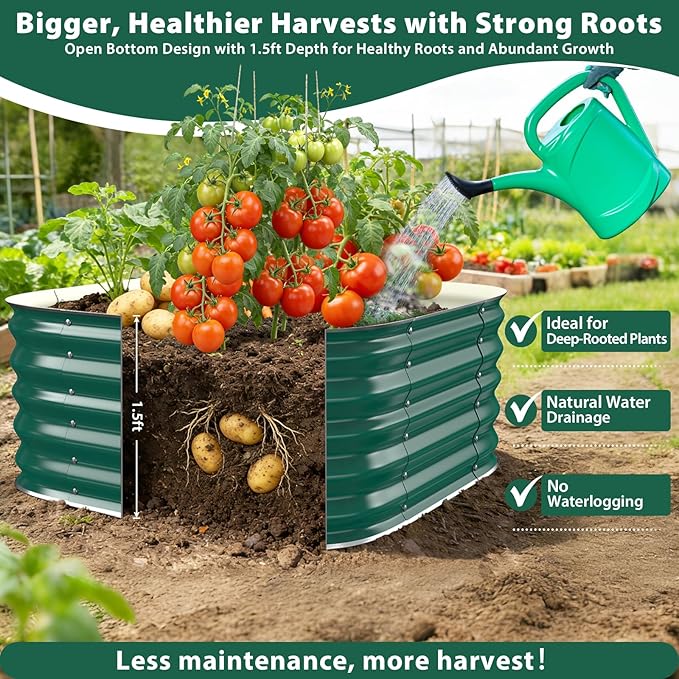 Galvanized Raised Garden Bed Outdoor, 17''Tall Square Metal Planter Boxes,Gardening Beds for Vegetable,Flower,Herb,Modular Above Ground