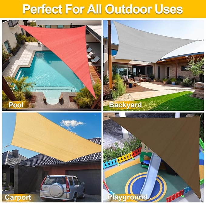 KANAGAWA Sun Shade Sail Curved 16'X20' Cream Rectangle Outdoor Shade Cover UV Blovk Canopy for Patio Garden Backyard Heavy Duty Permeable 185GSM (We Make Custom Size)