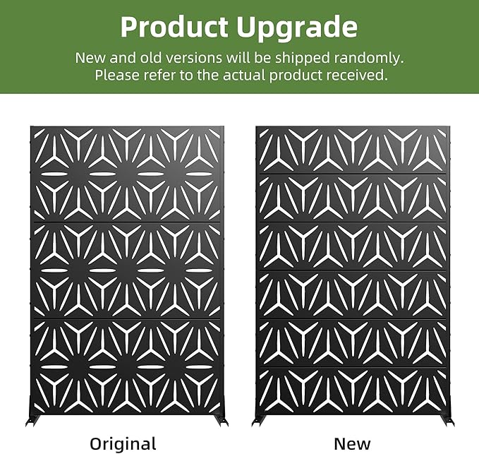 Casaphoria Metal Privacy Screen Outdoor, 72" H x 47" W Freestanding Decorative Privacy Screen for Patio Deck Balcony Garden with Stable Base, Black-Star
