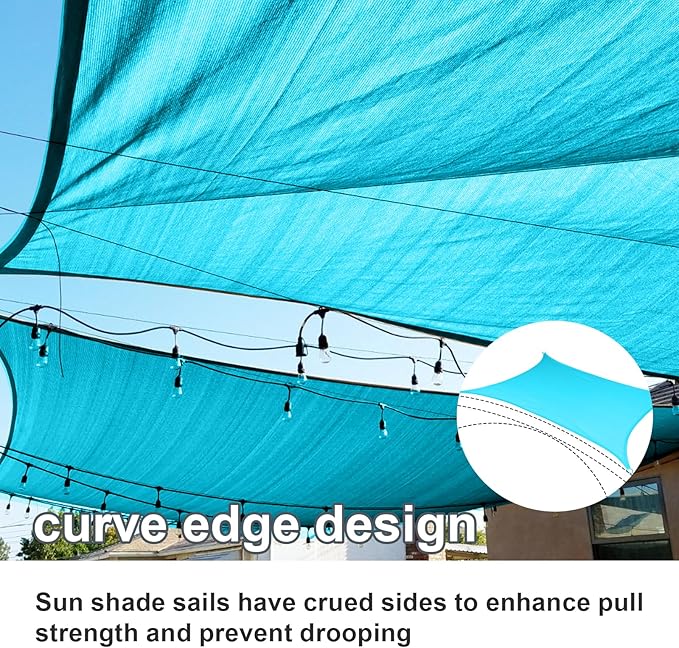 SUNLAX Sun Shade Sail 8' x 10' Turquoise Blue Rectangle Canopy Sail Shade Cover UV Block Permeable Sunshade Outdoor for Patio Backyard (We Make Custom Size)